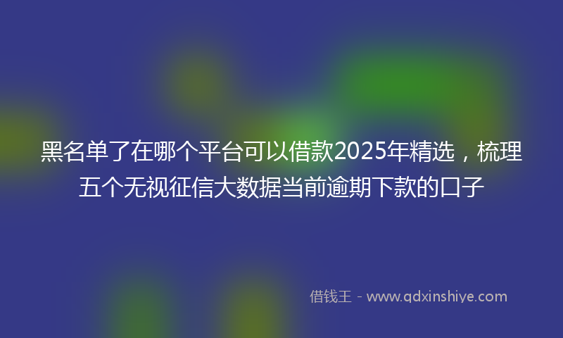 黑名单了在哪个平台可以借款2025年精选，梳理五个无视征信大数据当前逾期下款的口子