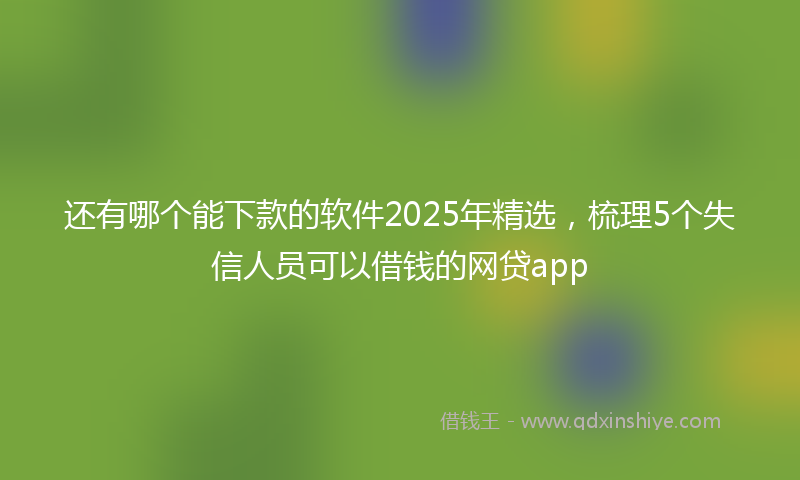 还有哪个能下款的软件2025年精选，梳理5个失信人员可以借钱的网贷app