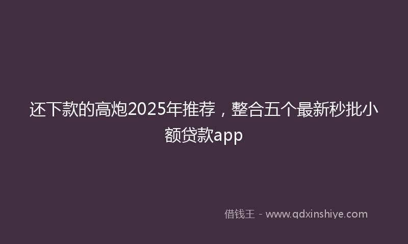 还下款的高炮2025年推荐，整合五个最新秒批小额贷款app