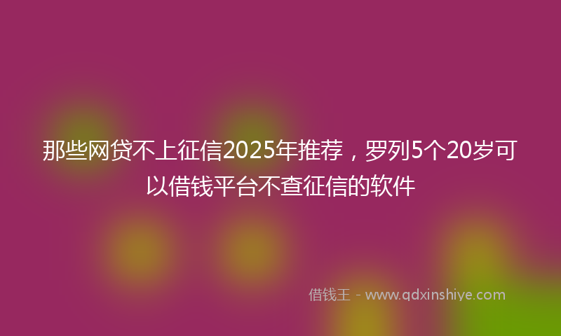那些网贷不上征信2025年推荐，罗列5个20岁可以借钱平台不查征信的软件