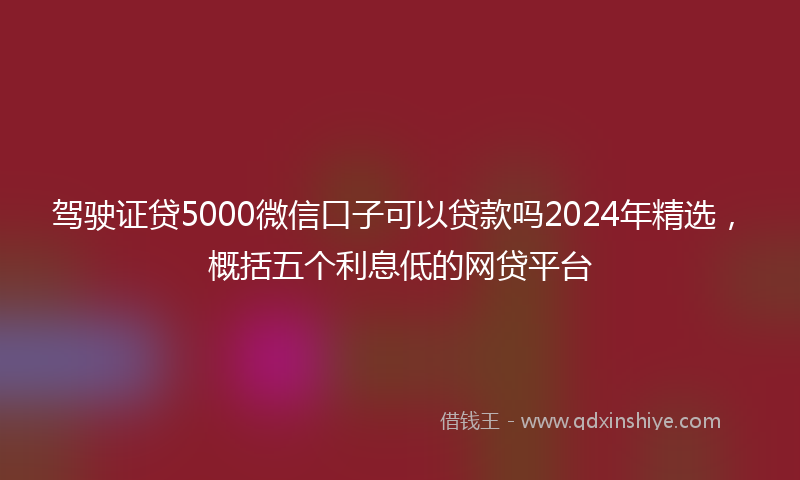 驾驶证贷5000微信口子可以贷款吗2024年精选，概括五个利息低的网贷平台