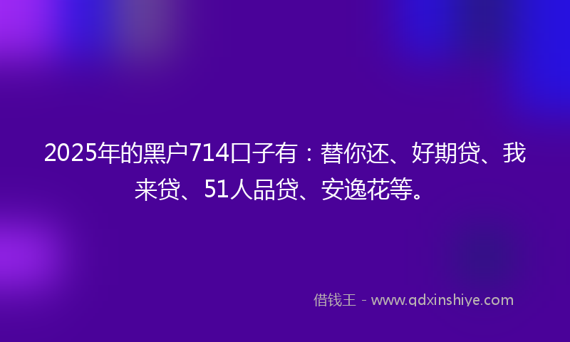 2025年的黑户714口子有：替你还、好期贷、我来贷、51人品贷、安逸花等。