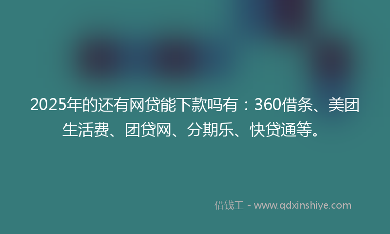 2025年的还有网贷能下款吗有：360借条、美团生活费、团贷网、分期乐、快贷通等。