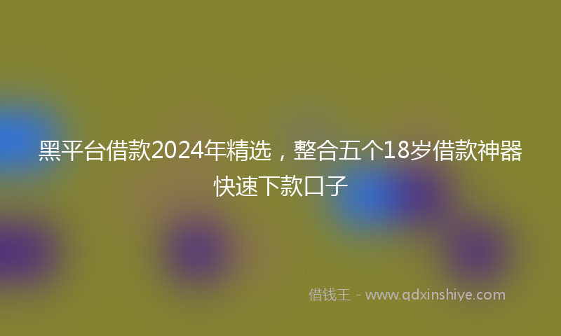 黑平台借款2024年精选，整合五个18岁借款神器快速下款口子