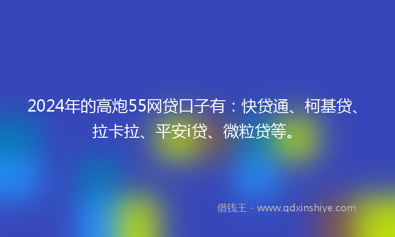 2024年的高炮55网贷口子有：快贷通、柯基贷、拉卡拉、平安i贷、微粒贷等。