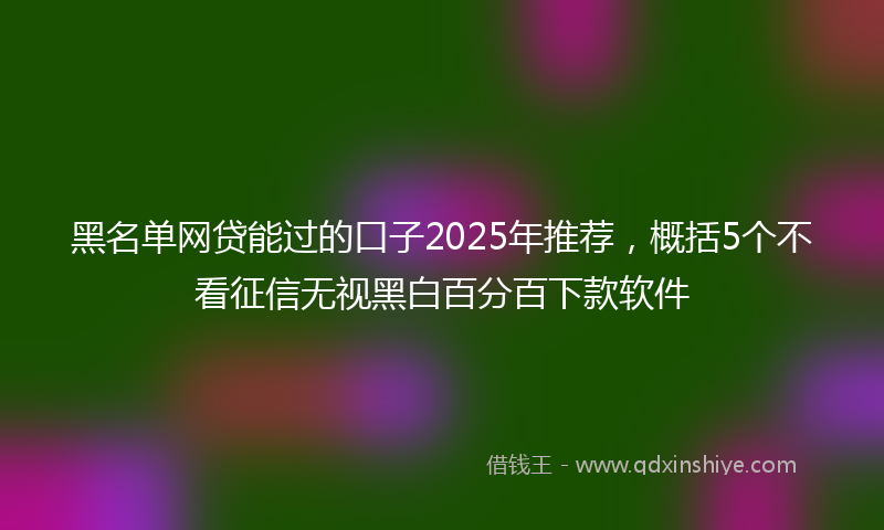 黑名单网贷能过的口子2025年推荐，概括5个不看征信无视黑白百分百下款软件