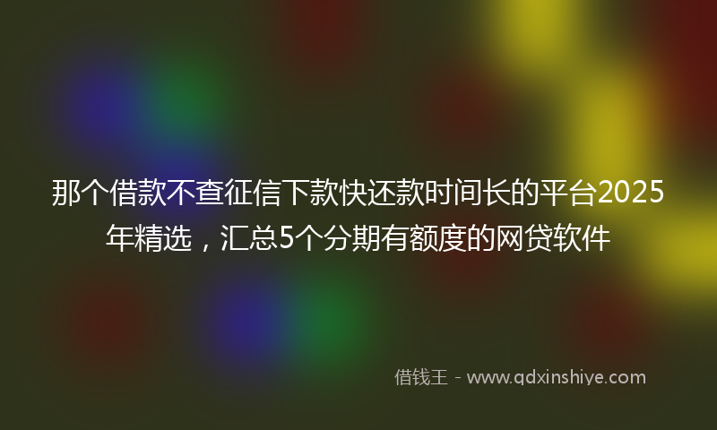 那个借款不查征信下款快还款时间长的平台2025年精选，汇总5个分期有额度的网贷软件
