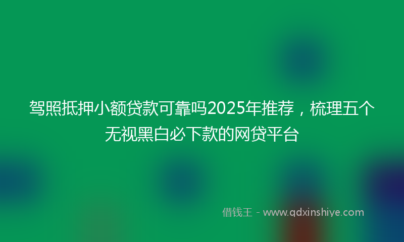 驾照抵押小额贷款可靠吗2025年推荐，梳理五个无视黑白必下款的网贷平台