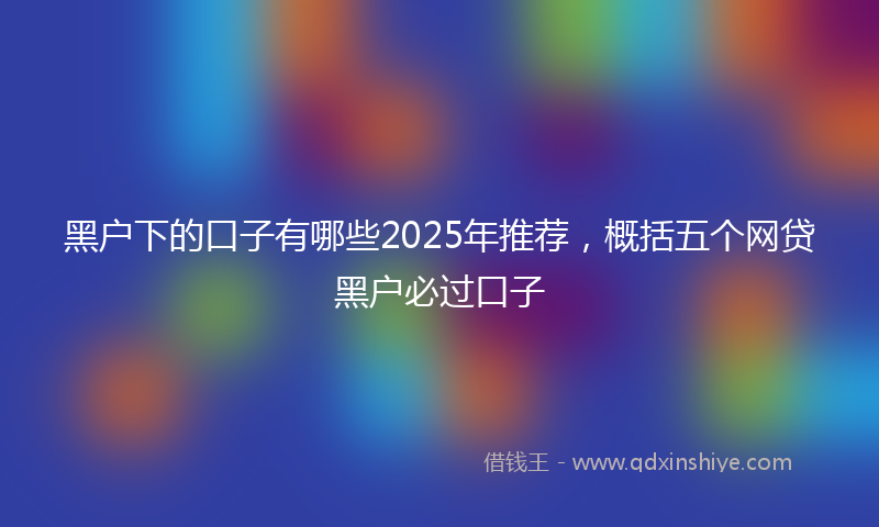 黑户下的口子有哪些2025年推荐，概括五个网贷黑户必过口子