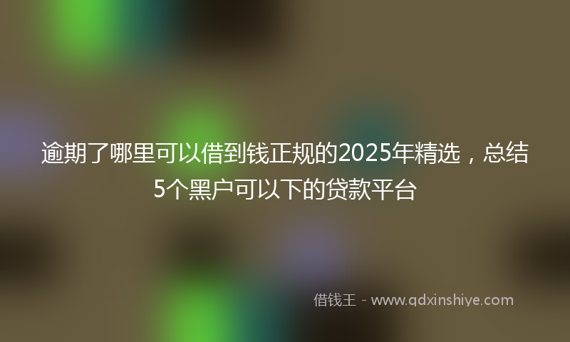 逾期了哪里可以借到钱正规的2025年精选，总结5个黑户可以下的贷款平台