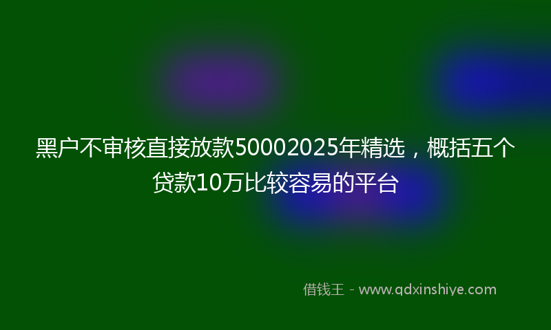 黑户不审核直接放款50002025年精选，概括五个贷款10万比较容易的平台