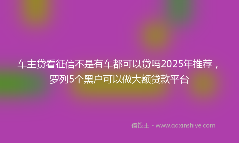 车主贷看征信不是有车都可以贷吗2025年推荐，罗列5个黑户可以做大额贷款平台