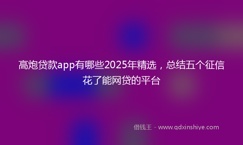 高炮贷款app有哪些2025年精选，总结五个征信花了能网贷的平台
