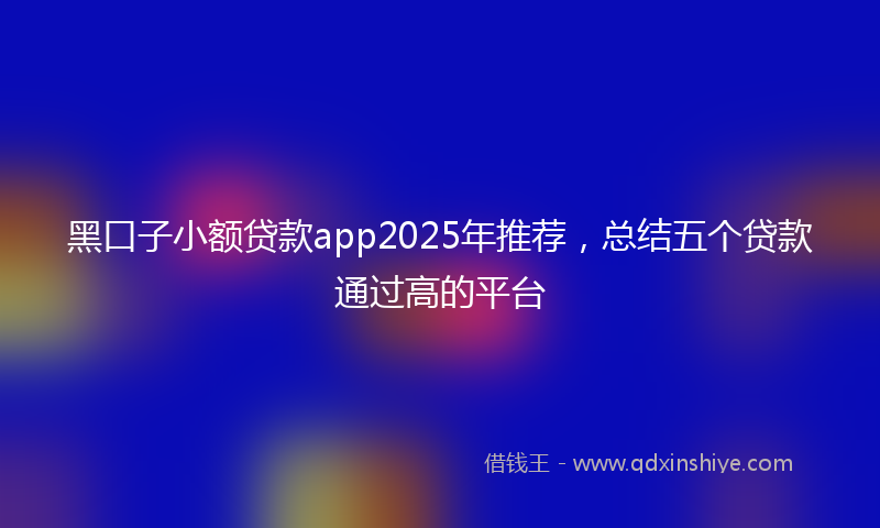 黑口子小额贷款app2025年推荐，总结五个贷款通过高的平台