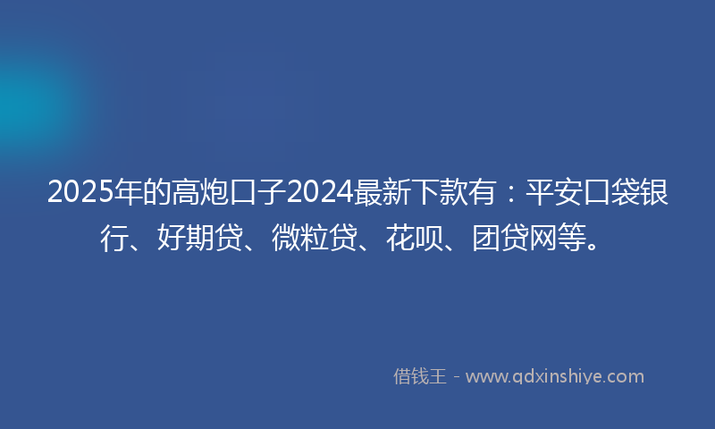 2025年的高炮口子2024最新下款有：平安口袋银行、好期贷、微粒贷、花呗、团贷网等。