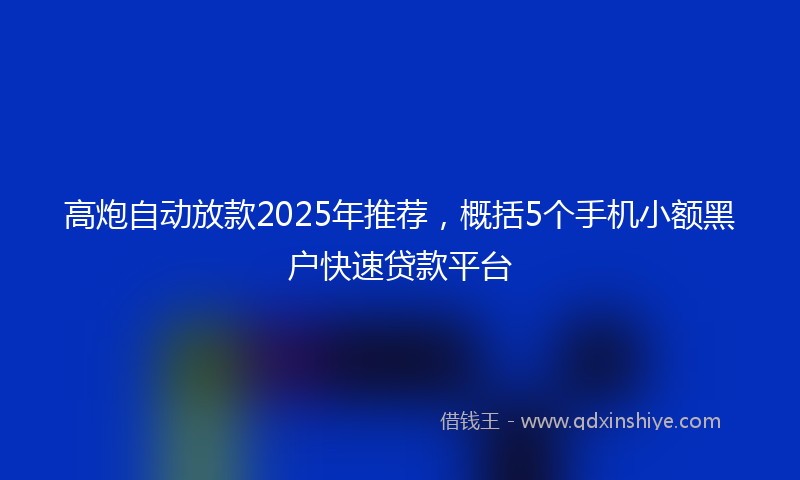 高炮自动放款2025年推荐，概括5个手机小额黑户快速贷款平台