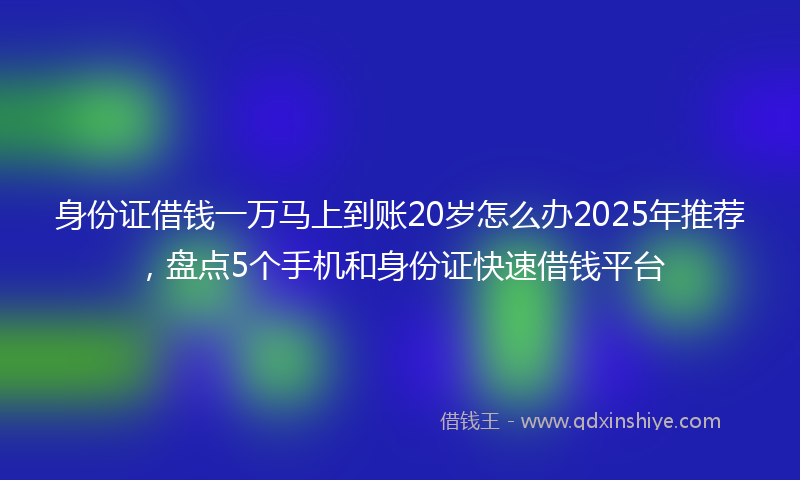 身份证借钱一万马上到账20岁怎么办2025年推荐，盘点5个手机和身份证快速借钱平台