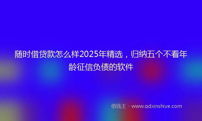 随时借贷款怎么样2025年精选，归纳五个不看年龄征信负债的软件