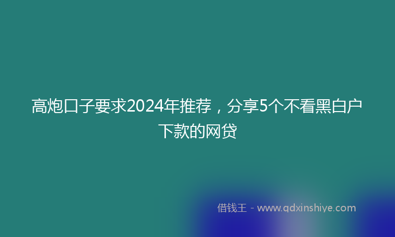 高炮口子要求2024年推荐，分享5个不看黑白户下款的网贷