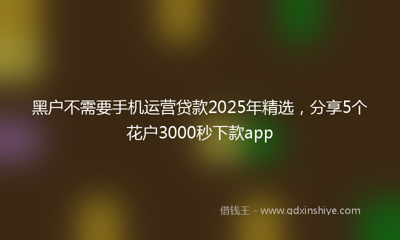 黑户不需要手机运营贷款2025年精选，分享5个花户3000秒下款app