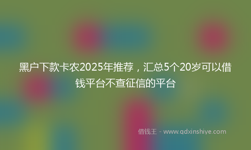 黑户下款卡农2025年推荐，汇总5个20岁可以借钱平台不查征信的平台