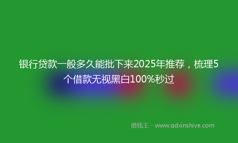 银行贷款一般多久能批下来2025年推荐，梳理5个借款无视黑白100%秒过