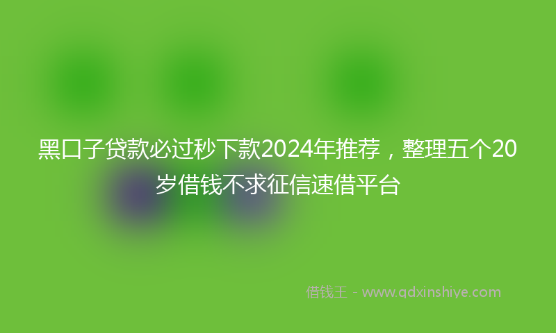 黑口子贷款必过秒下款2024年推荐，整理五个20岁借钱不求征信速借平台
