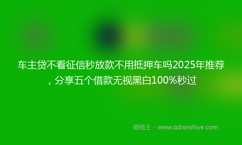 车主贷不看征信秒放款不用抵押车吗2025年推荐，分享五个借款无视黑白100%秒过