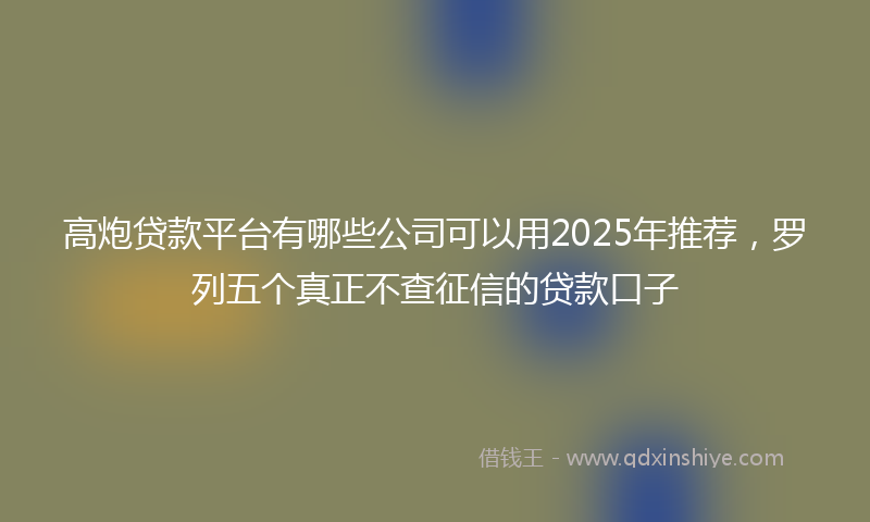 高炮贷款平台有哪些公司可以用2025年推荐，罗列五个真正不查征信的贷款口子