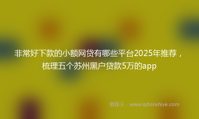 非常好下款的小额网贷有哪些平台2025年推荐，梳理五个苏州黑户贷款5万的app