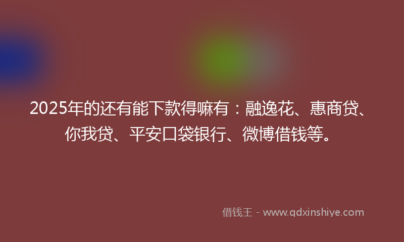 2025年的还有能下款得嘛有：融逸花、惠商贷、你我贷、平安口袋银行、微博借钱等。