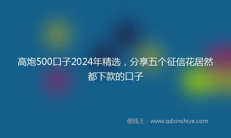 高炮500口子2024年精选，分享五个征信花居然都下款的口子