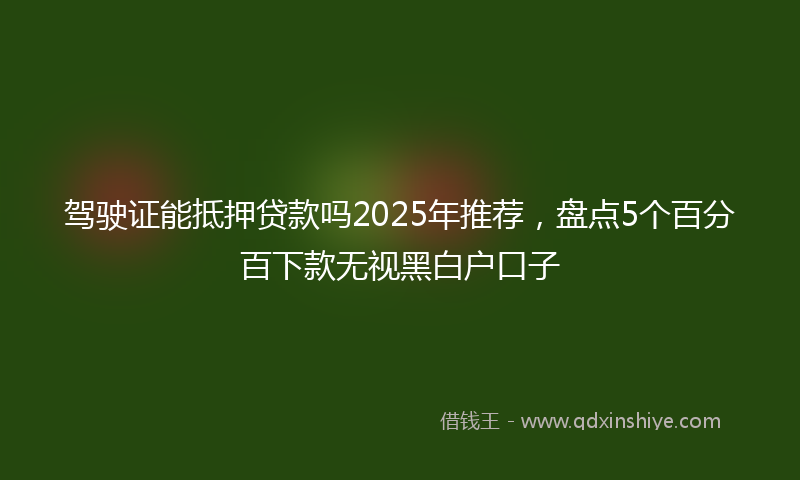 驾驶证能抵押贷款吗2025年推荐，盘点5个百分百下款无视黑白户口子