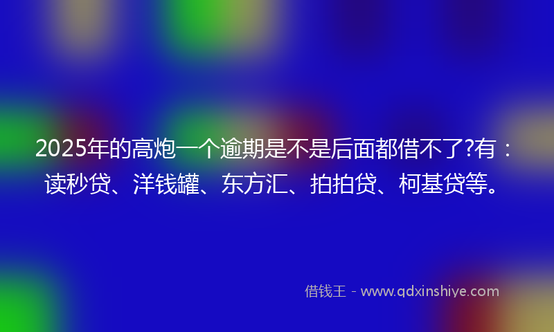 2025年的高炮一个逾期是不是后面都借不了?有：读秒贷、洋钱罐、东方汇、拍拍贷、柯基贷等。