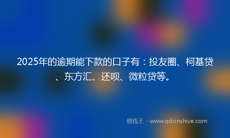 2025年的逾期能下款的口子有：投友圈、柯基贷、东方汇、还呗、微粒贷等。