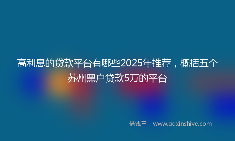 高利息的贷款平台有哪些2025年推荐，概括五个苏州黑户贷款5万的平台