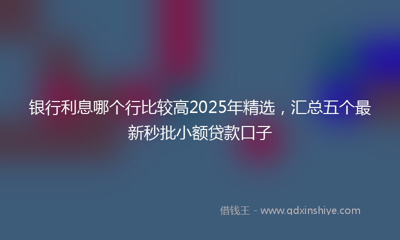 银行利息哪个行比较高2025年精选，汇总五个最新秒批小额贷款口子