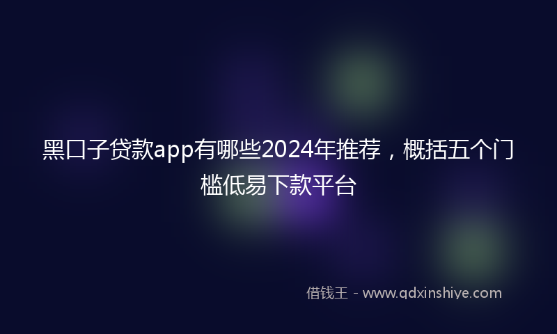 黑口子贷款app有哪些2024年推荐，概括五个门槛低易下款平台