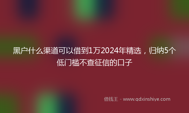 黑户什么渠道可以借到1万2024年精选，归纳5个低门槛不查征信的口子