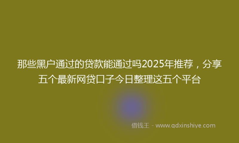那些黑户通过的贷款能通过吗2025年推荐，分享五个最新网贷口子今日整理这五个平台