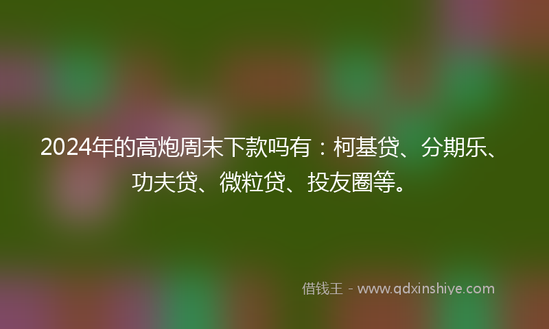 2024年的高炮周末下款吗有：柯基贷、分期乐、功夫贷、微粒贷、投友圈等。