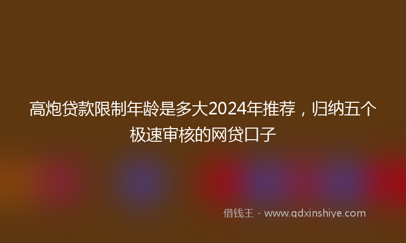 高炮贷款限制年龄是多大2024年推荐，归纳五个极速审核的网贷口子