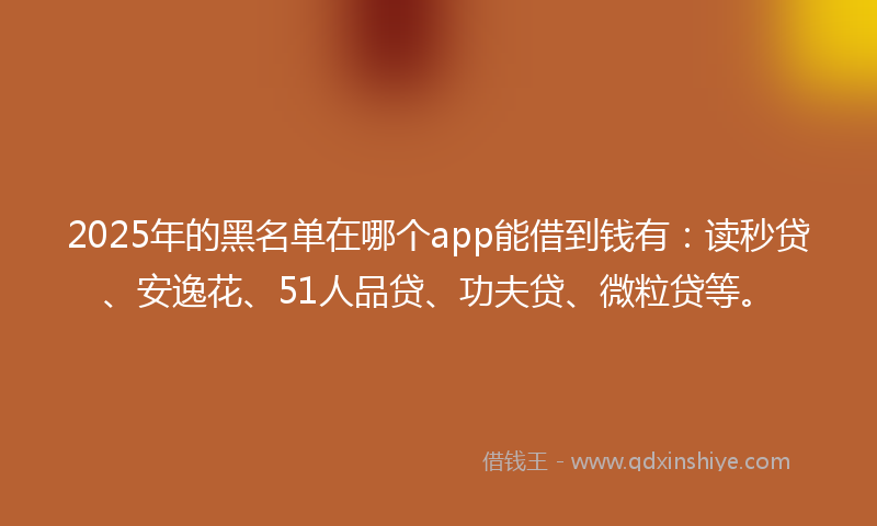 2025年的黑名单在哪个app能借到钱有：读秒贷、安逸花、51人品贷、功夫贷、微粒贷等。