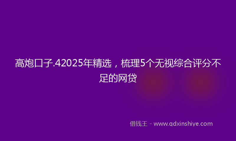 高炮口子.42025年精选，梳理5个无视综合评分不足的网贷