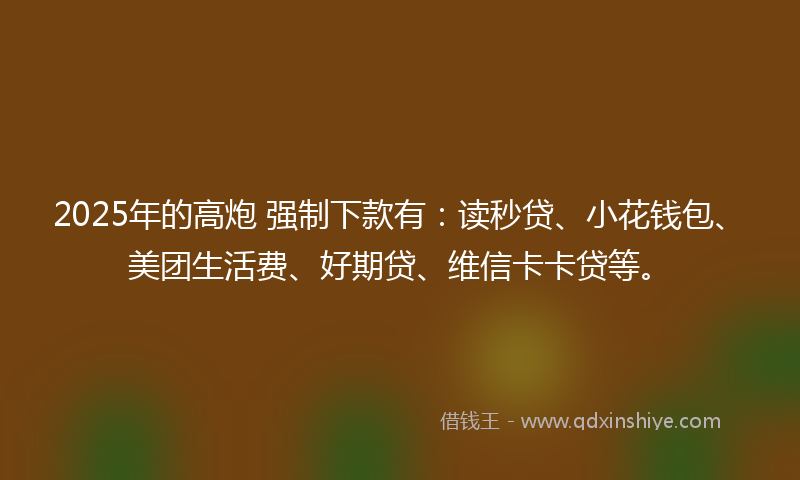 2025年的高炮 强制下款有：读秒贷、小花钱包、美团生活费、好期贷、维信卡卡贷等。