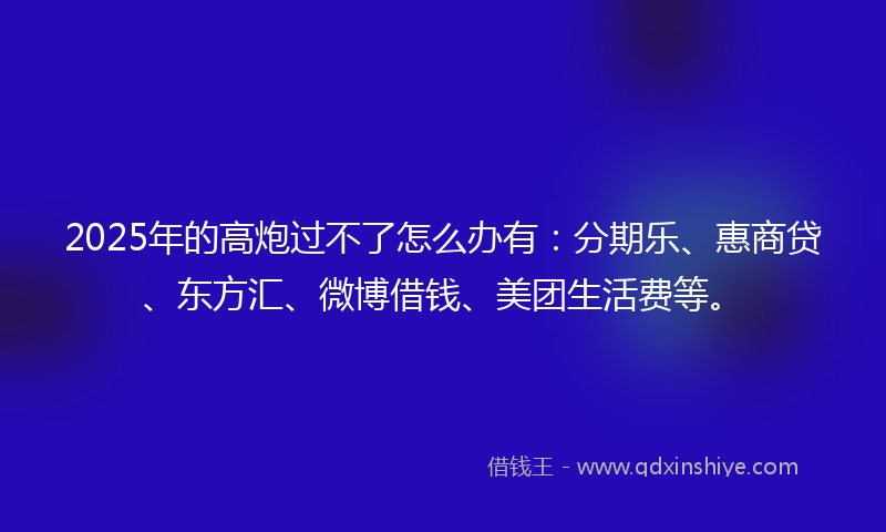 2025年的高炮过不了怎么办有：分期乐、惠商贷、东方汇、微博借钱、美团生活费等。