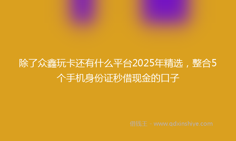 除了众鑫玩卡还有什么平台2025年精选，整合5个手机身份证秒借现金的口子