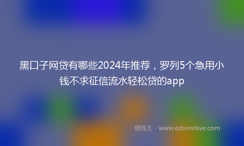 黑口子网贷有哪些2024年推荐，罗列5个急用小钱不求征信流水轻松贷的app
