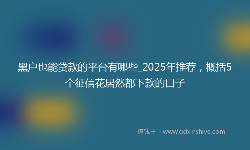 黑户也能贷款的平台有哪些_2025年推荐，概括5个征信花居然都下款的口子