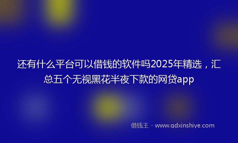 还有什么平台可以借钱的软件吗2025年精选，汇总五个无视黑花半夜下款的网贷app